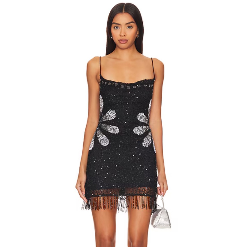 REVOLVE Tularosa Bellini Black and Silver Sequin Mini Dress